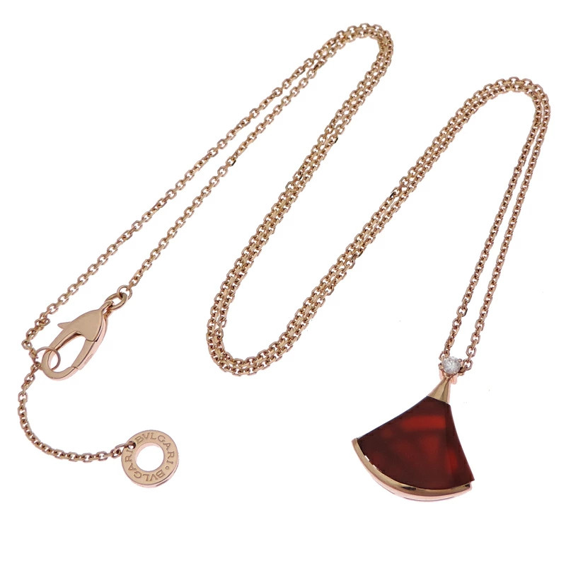 BVLGARI DIVA'S DREAM NECKLACE 350583 CARNELIAN DIAMOND 18K ROSE GOLD WOMEN'S F/S
