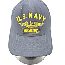 Navy Veteran Submarine Hat Cap Snapback Vintage Made in USA Military Black