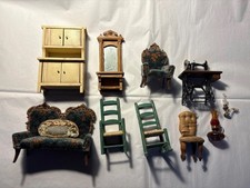 Lot Of 10 Vintage & Antique Dollhouse Miniature Furniture Pieces
