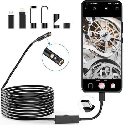 Lightswim 1920P Dual Lens Endoscope Snake Inspection Camera, Type C Borescope
