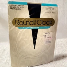 Round the Clock Pantyhose, Size B, Navy, Control Top, Lycra Sheer