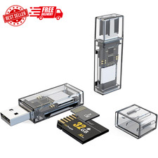 2 Pack USB SD Card Reader for PC, Micro SD Card to USB Adapter, Dual USB and USB