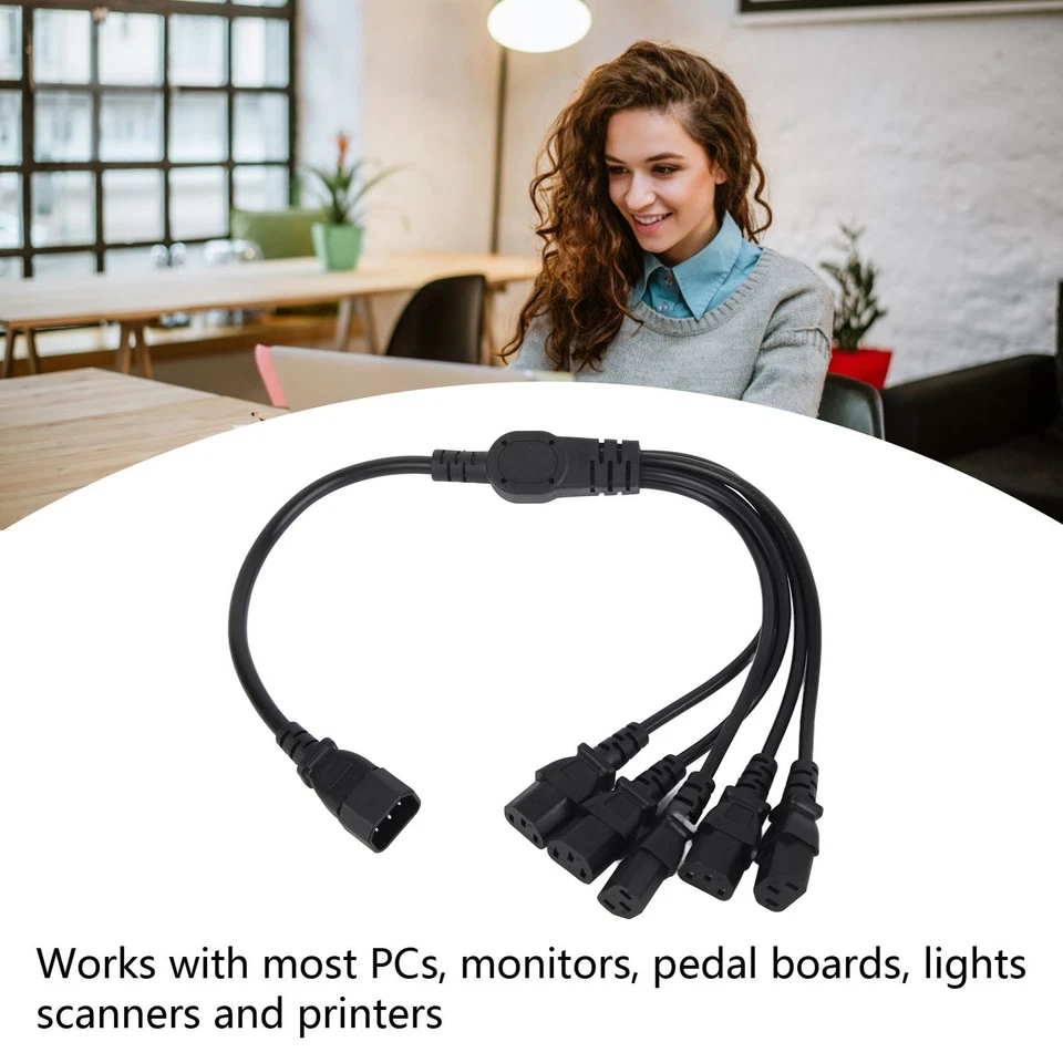 (1.6ft)UPS PDU C14 To 5 X C13 Power Adapter Cable Male To Female 10A 250V Y - Image 4 of 4