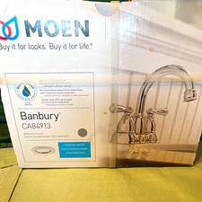 Moen Banbury CA84913 Centerset 4 in 2-Handle Lever Chrome Faucet w/ Drain