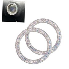 2PCS Bling Push to Start Button Cover, Crystal Rhinestone Engine Multicolored