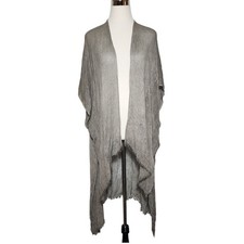 Free People OS All Tous Kimono Duster Boho Cardigan Gauzy Knit Gray Festival