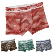 Ultrathin Mesh Trunks for Men Breathable Boxer Shorts Underwear with Print