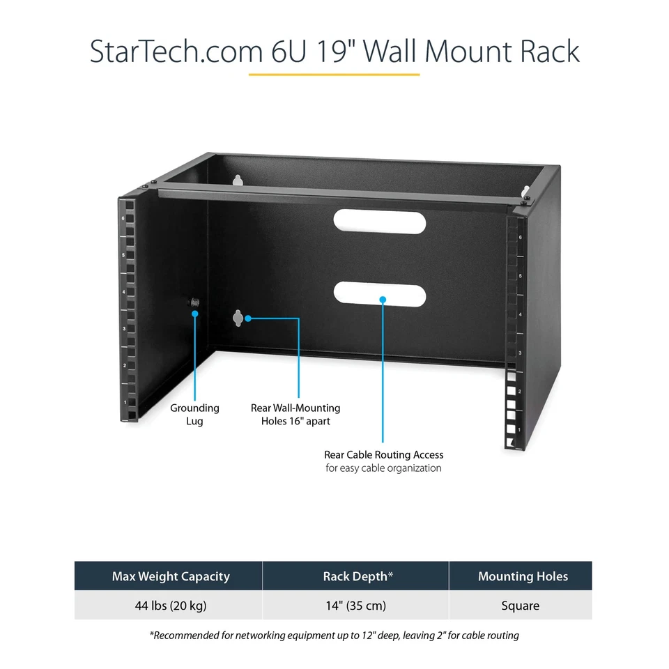 StarTech.com 6U Wall Mount Network Equipment Rack - 14 Inch Deep - 19" Patch - Image 2 of 4