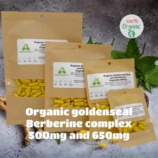 Organic Goldenseal Root and Berberine (Hydrastis canadensis) 500mg and 650mg