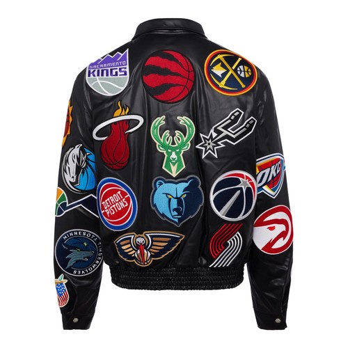 Jeff Hamilton NBA All Teams Collage Wielokolorowa skórzana kurtka ze skóry jagnięcej - Zdjęcie 3 z 53