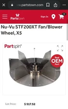 Nu-Vu X5 Commercial Oven Fan/Blower Wheel Prt# STF200XT