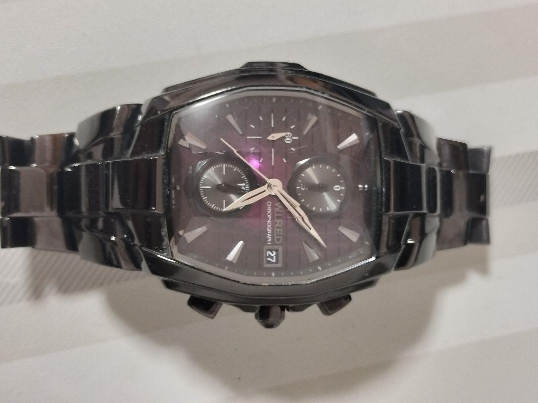Seiko 7T92-0HT1 Purple Chronograph Men's Watch in Good Working Condition