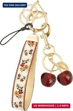 Boho Wristlet Keychain for Women Cute Floral Fabric Key Chain Lanyard Keychain w