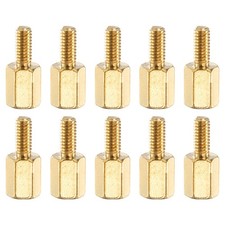 10 Pcs Male to Female Thread Spacer Screws M2.5 x 6mm + 6mm Brass Hex Standoff
