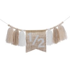 1/2st Birthday High Chair Banner, Tassel High Chair White Banner