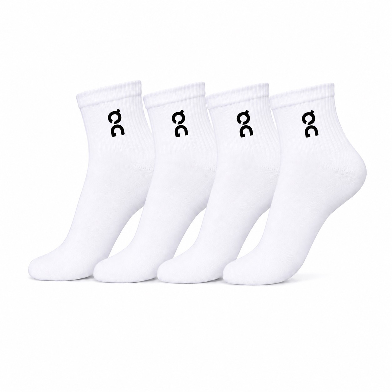 DQ FITNESS ON Socks Crew Running Athletic Gym Sports Performance Black White