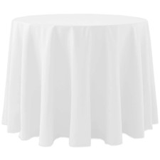 NIB White Polyester Round Tablecloth 120 Inch