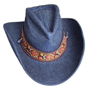 Resistol Stagecoach Ranchman Cowboy Hat 7-1/8 Denim Embroidered Band Vintage Resistol 70s Stagecoach Self-Conforming Denim Cowboy Hat  main image 2
