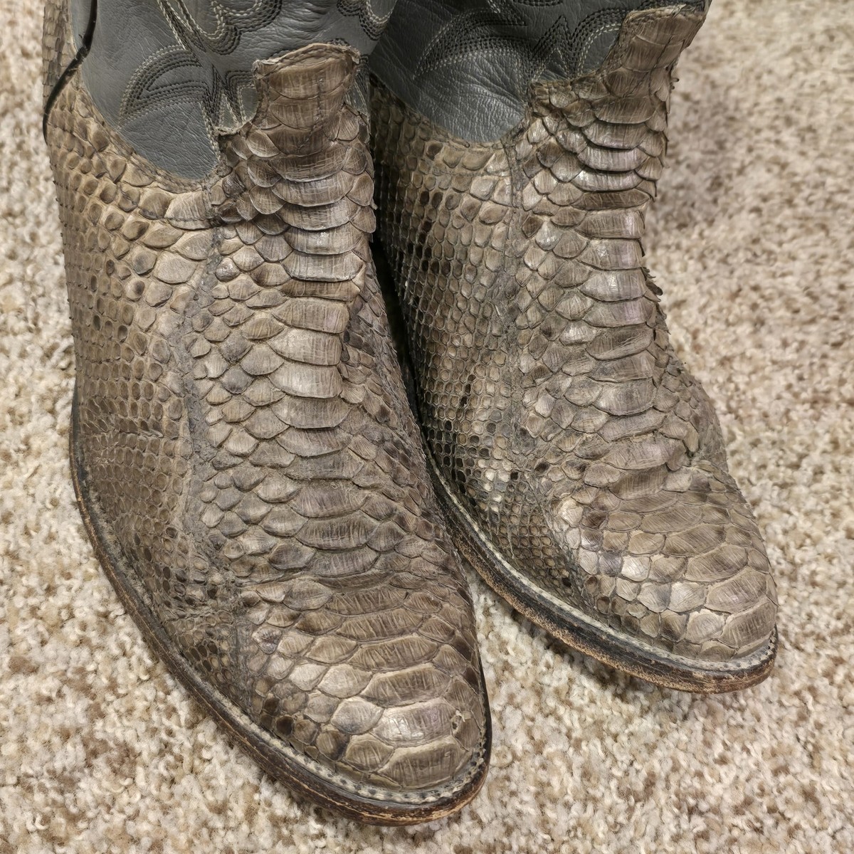 Bottes Dan Post Vintage En Cuir Python Pour Homme - Taille 8.5 US - Style Cowboy Western Des Années 80