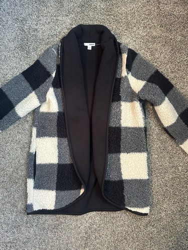 Sonoma Checkered Faux Fur Open Front Jacket Women’s Small - Picture 1 of 3