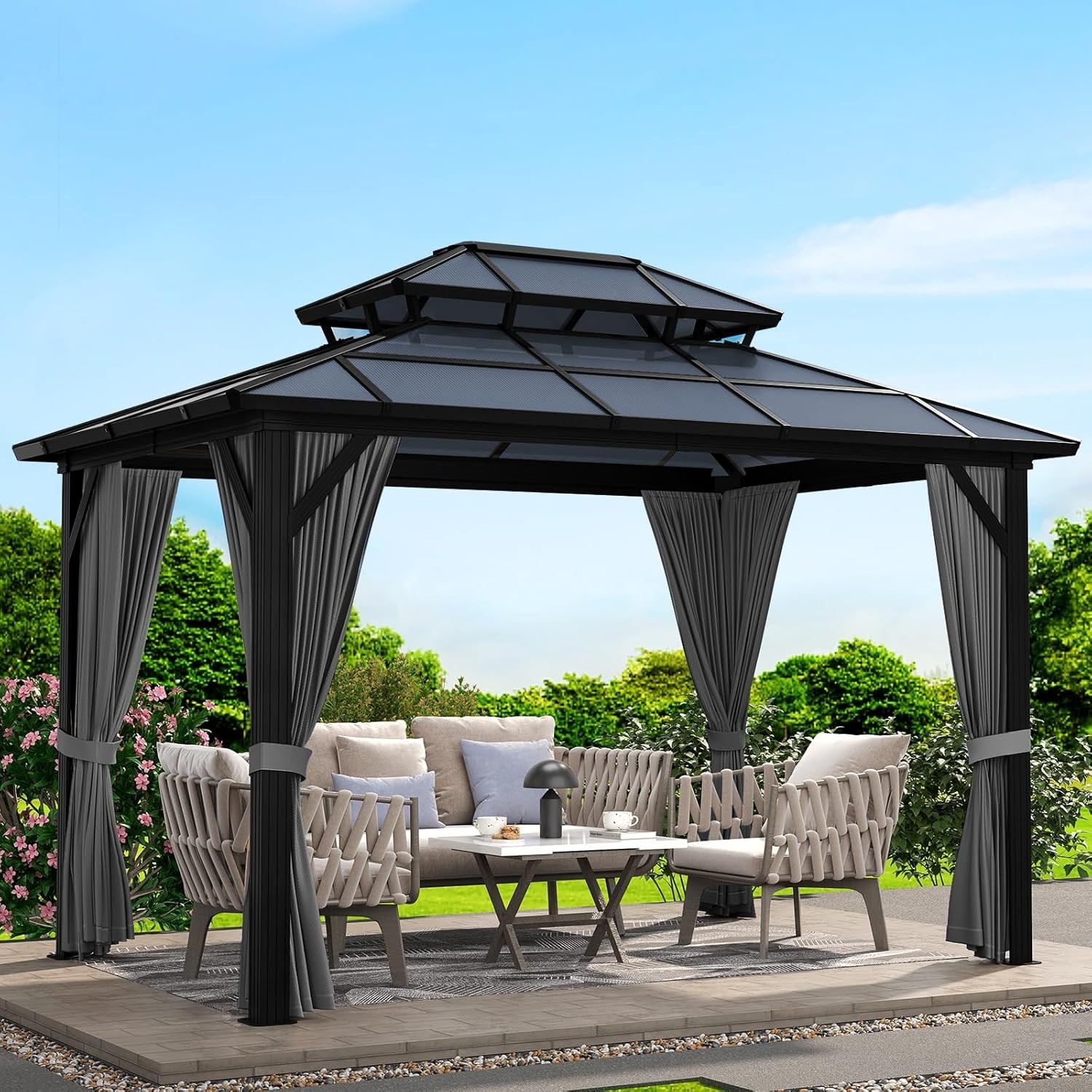 10'x12' 10'x13'Hardtop Gazebo Outdoor Polycarbonate Patio Top Canopy Garden Tent