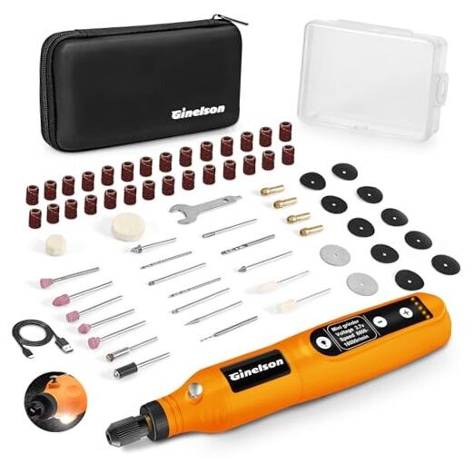 5-Speed Cordless Rotary Tool Kit with 64 Orange Accessories for DIY & Crafts