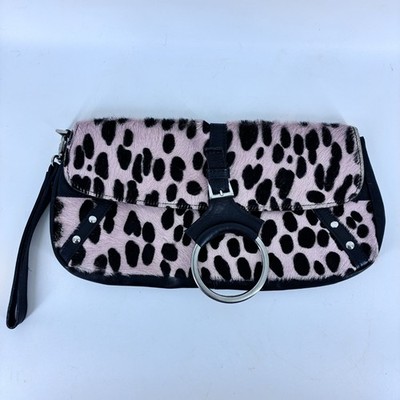 Claudia Firenze Leather Handbag Purse Animal Print Fuchsia Pink Liner Italy