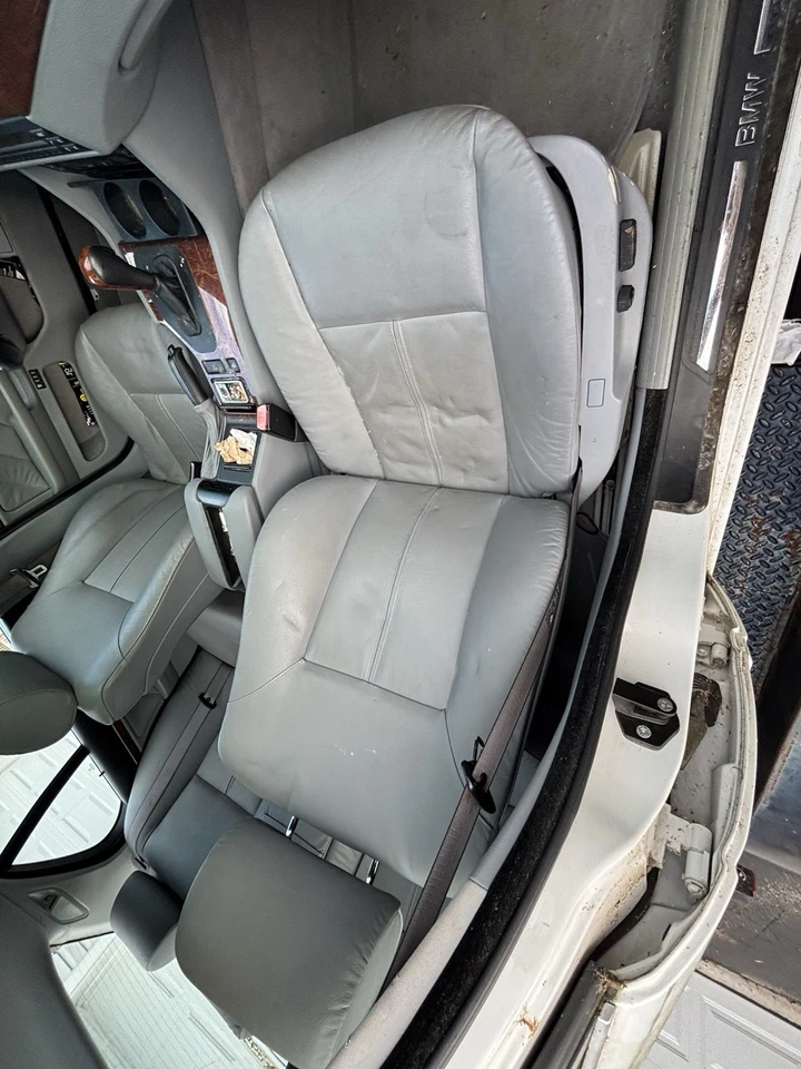 Par de asientos delanteros completos de cuero gris OEM BMW E39 540I 530I E38 740I Foto 3 de 4