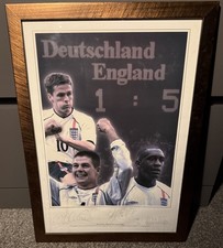 Signed Steven Gerrard, Emile Heskey And Micheal Owen England Vs Germany Picture