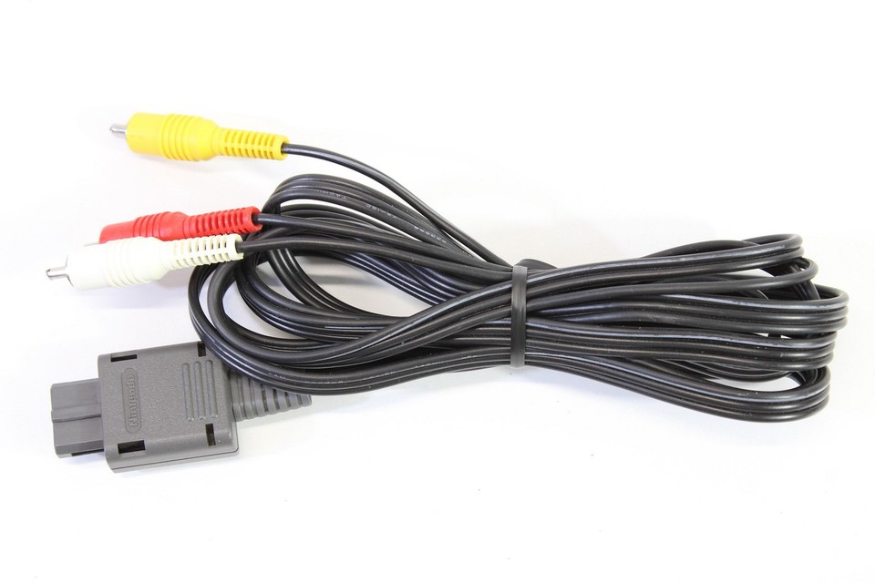 Official Super Nintendo SNES Gamecube N64 AV Video Cable RCA Gray Plug ...