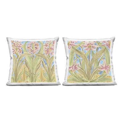 Floral Palau Tiles Green Floral Zipper Polyester 18 In. X 18 In. Throw Pillow Se
