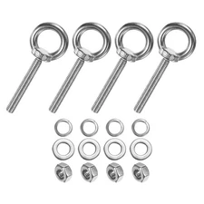 4-Sets Stainless Eyebolt M8x60mm Shoulder Lifting Eye Bolt with Nuts Washers