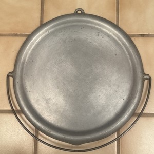 Vintage Aluminum Reversible Camping Griddle w/Bail Handle-13.5” Dia.