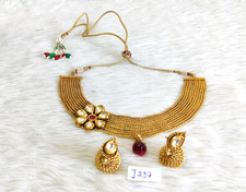 Vintage Beautiful Golden Necklace  Earrings Fashion Artificial Jewelry J297