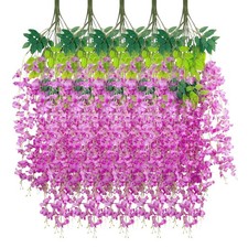 24 Pack Purple Red Wisteria Hanging Flowers Garland, 3.77 Feet Artificial Flo...