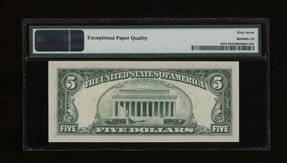 DBR 1969-C $5 FRN Atlanta Superb Gem Fr. 1972-F PMG 67 EPQ Serial F05525203C - Image 2 of 2