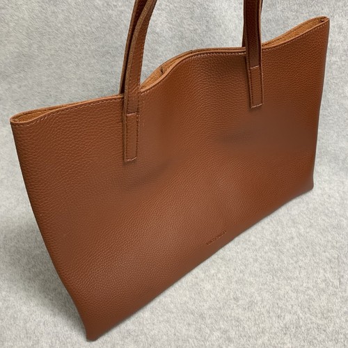 Vince Camuto Leather Travel Tote Shoulder Bag Brown Black Double Strap Handle Lg - Picture 8 of 12