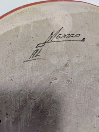 Tonala Mexiko Volkskunst brünierte Keramik Teller/Wandbehang 7. 25" Ente signiert - Bild 5 von 5