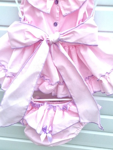 DREAM 0-8 YEARS baby girls Spanish tie belt long top and full frilled knickers - Picture 6 of 11