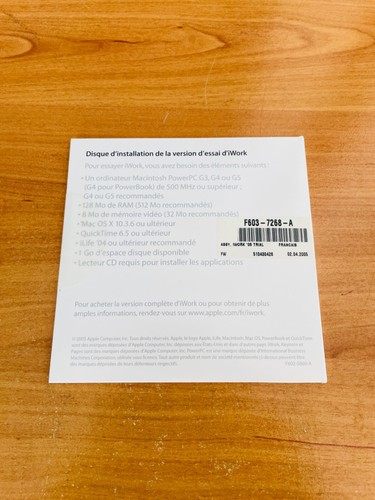 APPLE IWORK 05 (2005) TRIAL VERSION *STILL SEALED* - Photo 2/2