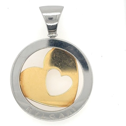 BVLGARI 18k Yellow Gold & Steel Pendant