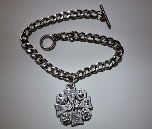 Modern Charm / Pendent Confirmation Memory bracelet  Silver Colored Marked Italy - Picture 3 of 10