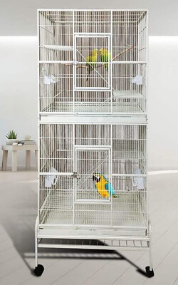 74'' LARGE Double-Stacker Cockatiel Aviary Canary Budgie Sugar Glider Bird Cage