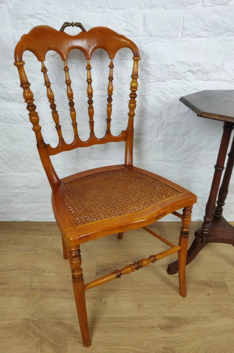 Fruitwood Bobbin Chair Cane Seat Turned Legs Chiavari Style