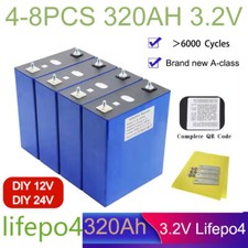 8/4PCS 3.2V 320Ah LiFePO4 Battery Lithium Battery For Solar Home US DIV 12V 24V