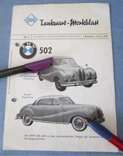 BMW 502 BAROCKENGEL ARAL BV TANKSTELLE SERVICE-PLAN 1954 SCHMIERPLAN ÖL MOTOR r!