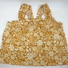 Lauren Conrad Floral Ruffle Tank Top 4X Women's Plus Size Shirt Yellow New