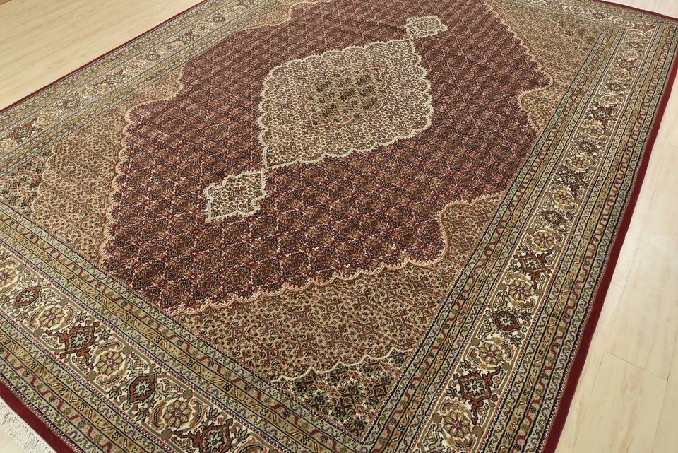 Tabrizi Mahi Rug 8'11'' x 12'3'' Red Wool Traditional Hand-Knotted Carpet - Image 3 of 4