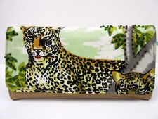 New Leopard Beaded Check Book Wallet Credit Card Purse Leopards