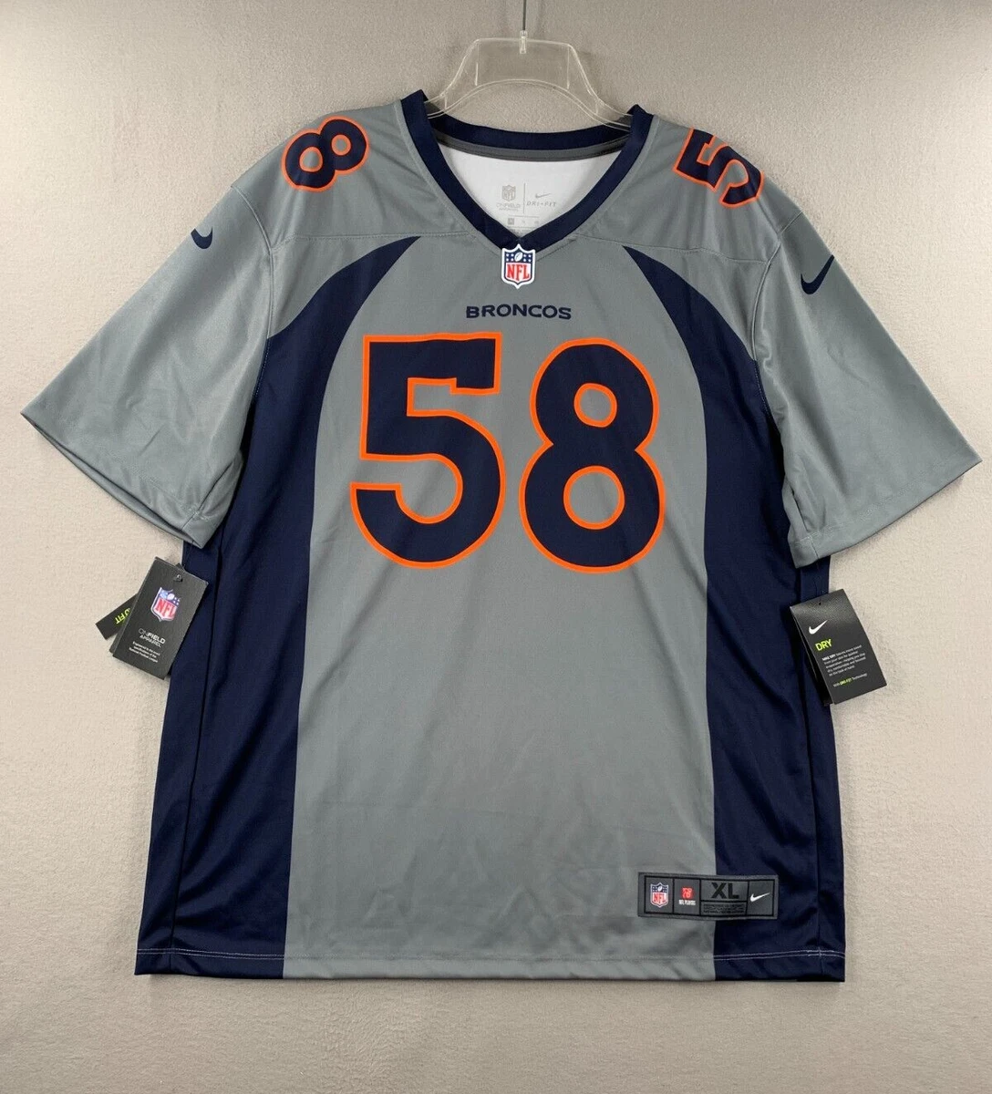 Men's Denver Broncos No58 Von Miller Orange Team Color Men's Stitched NFL Limited Therma Long Sleeve Jersey